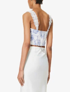 Brigitta Floral-pattern Boned Linen Top 10 Brigitta Floral-pattern Boned Linen Top -Ted Baker Store R04203300 LUPINE ALT03