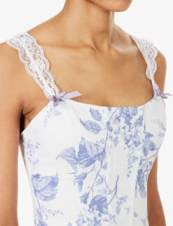 Brigitta Floral-pattern Boned Linen Top 11 Brigitta Floral-pattern Boned Linen Top -Ted Baker Store R04203300 LUPINE ALT04