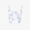 Brigitta Floral-pattern Boned Linen Top -Ted Baker Store R04203300 LUPINE M