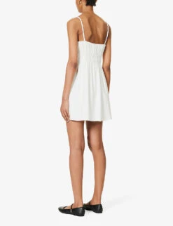 Kathleen Gathered Organic-cotton Blend Mini Dress -Ted Baker Store R04203305 WHITE ALT03