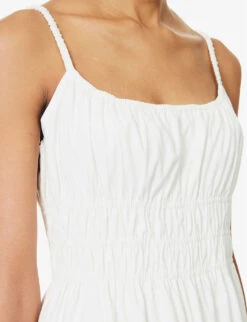 Kathleen Gathered Organic-cotton Blend Mini Dress -Ted Baker Store R04203305 WHITE ALT04