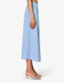 Zoe Floral-pattern Crepe Midi Skirt -Ted Baker Store R04203310 ROMI ALT02