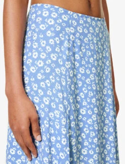 Zoe Floral-pattern Crepe Midi Skirt -Ted Baker Store R04203310 ROMI ALT04