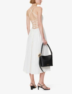 Kaede Criss-cross Strap Stretch Organic-cotton Midi Dress -Ted Baker Store R04203331 WHITE ALT01