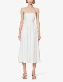 Kaede Criss-cross Strap Stretch Organic-cotton Midi Dress -Ted Baker Store R04203331 WHITE ALT02