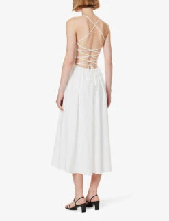 Kaede Criss-cross Strap Stretch Organic-cotton Midi Dress -Ted Baker Store R04203331 WHITE ALT03