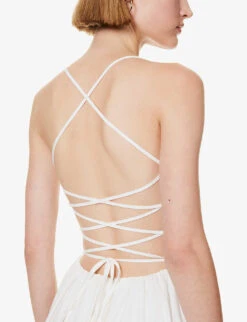 Kaede Criss-cross Strap Stretch Organic-cotton Midi Dress -Ted Baker Store R04203331 WHITE ALT04