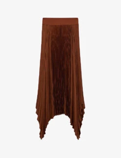 Joseph Ade Pleated Woven Midi Skirt