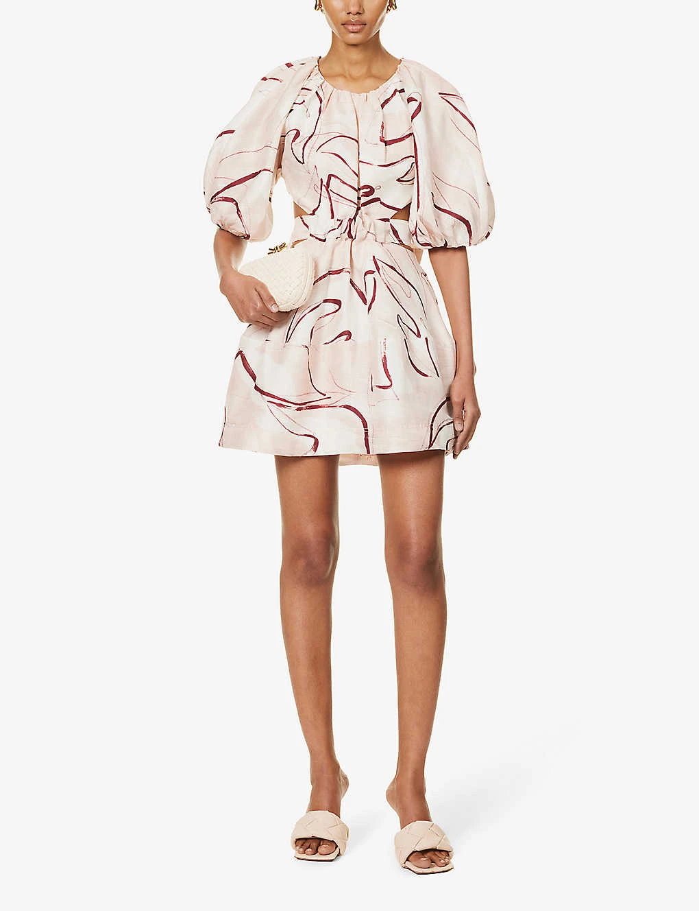 Psychedelia Puff-sleeve Linen-blend Mini Dress 4 Psychedelia Puff-sleeve Linen-blend Mini Dress - Image 2