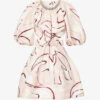 Psychedelia Puff-sleeve Linen-blend Mini Dress -Ted Baker Store R04204005 WHIMSICALDOVE M