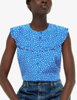 Whistles Micro Cactus-print Sleeveless Woven Top 9 Whistles Micro Cactus-print Sleeveless Woven Top -Ted Baker Store R04204954 MULTICOLOURED ALT02