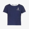 Vendome Logo-print Cropped Cotton T-shirt 1 Vendome Logo-print Cropped Cotton T-shirt -Ted Baker Store R04204997 NAVY M