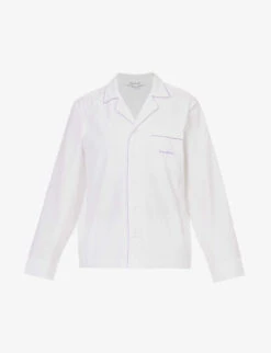 Serif Contrast-piping Cotton-poplin Pyjama Top