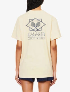New York Raquet Club Graphic-print Cotton-jersey T-shirt -Ted Baker Store R04205018 ALMOND ALT03