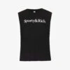 Brand-print Sleeveless Regular-fit Cotton T-shirt -Ted Baker Store R04205097 BLACKWHITE M