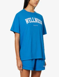 Wellness Ivy Logo-print Regular-fit Cotton-jersey T-shirt -Ted Baker Store R04205118 ROYALBLUEWHITE ALT02