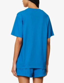 Wellness Ivy Logo-print Regular-fit Cotton-jersey T-shirt -Ted Baker Store R04205118 ROYALBLUEWHITE ALT03