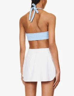 Lacoste X Sporty & Rich Halterneck Stretch-woven Top -Ted Baker Store R04205196 PANORAMAMARINE ALT03