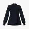 ME AND EM Balloon-sleeve Relaxed-fit Stretch-woven Blend Blouse -Ted Baker Store R04205636 NAVY M