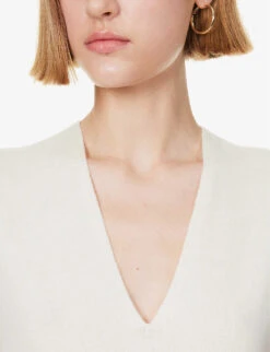 ME AND EM V-neck Relaxed-fit Wool-blend Vest -Ted Baker Store R04205688 CREAM ALT05