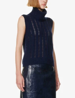ME AND EM Turtle-neck Wool, Cashmere And Silk-blend Vest -Ted Baker Store R04205692 NAVY ALT02