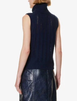 ME AND EM Turtle-neck Wool, Cashmere And Silk-blend Vest -Ted Baker Store R04205692 NAVY ALT03