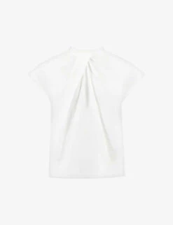 Twist-neck Sleeveless Stretch-cotton Top