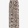 Animal-print Front-split Woven Midi Skirt