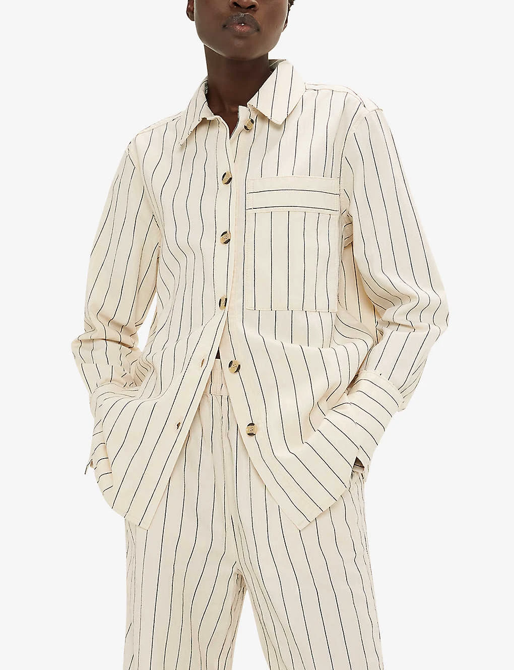 Whistles Kwammie Striped Stretch-cotton Overshirt 5 Whistles Kwammie Striped Stretch-cotton Overshirt - Image 3