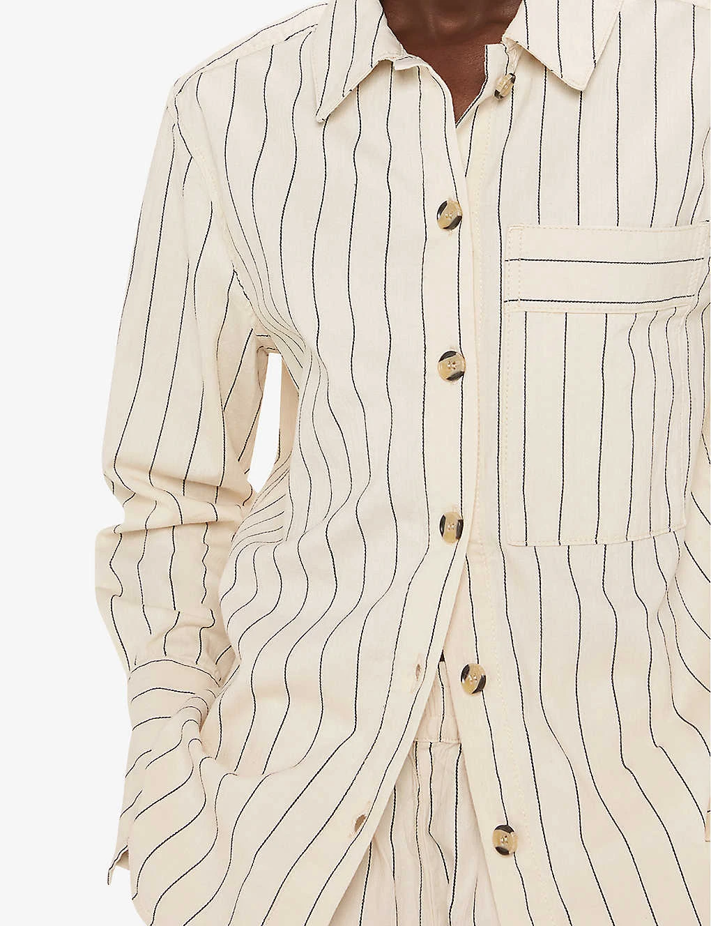Whistles Kwammie Striped Stretch-cotton Overshirt 7 Whistles Kwammie Striped Stretch-cotton Overshirt - Image 5