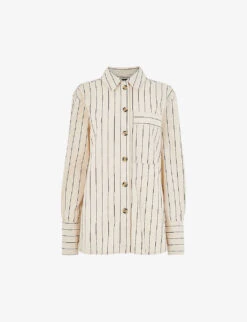Whistles Kwammie Striped Stretch-cotton Overshirt
